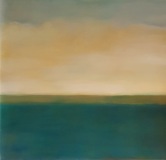 huile sur toile horizon orange sur vert 90x100